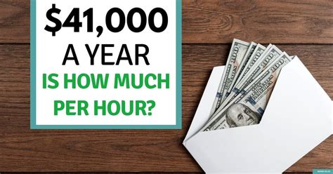 $41,000 yearly is how much per hour? If you make $41,000 per year, your hourly salary would be $21.31 . This result is obtained by multiplying your base salary by the amount of hours, week, and months you work in a year, assuming you work 37.5 hours a week.